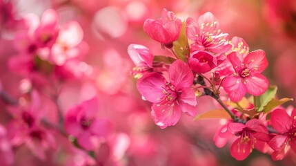Naklejka premium Spring Capture the fresh, vibrant energy of spring with blooming flowers and budding trees.