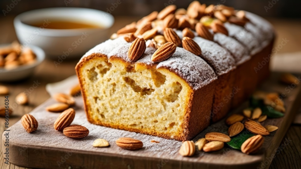 Sticker  Deliciously baked bread with almonds ready to be savored