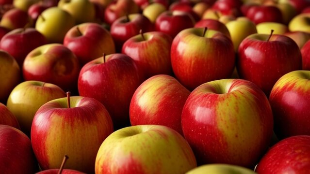  Bountiful harvest of vibrant red and yellow apples