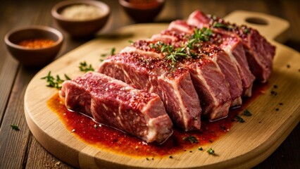 Fototapeta premium Deliciously grilled meat ready to be savored