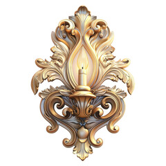 Elegant Ornate Wall Sconce Illuminated Photorealistic Detail on White Background