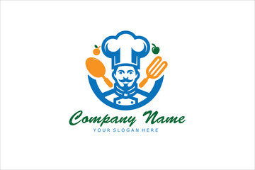 chef logo design vector illustration, restaurant symbol vector