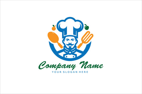 chef logo design vector illustration, restaurant symbol vector