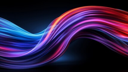 Futuristic digital art featuring colorful swirling lines in red, blue, and purple hues on a dark background, creating a vivid and abstract visual