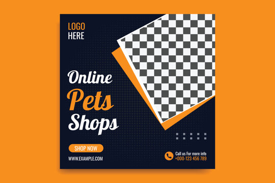 Pet shop social media post design pet Instagram template