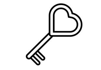 Icono negro de llave con forma de corazón