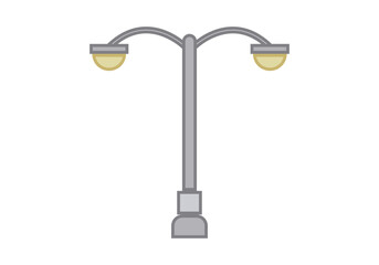 Farola urbana de dos focos en fondo blanco