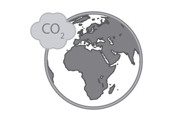 Planeta tierra gris con polución de dióxido de carbono