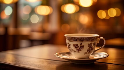 Obraz premium Cozy ambiance with a warm cup of coffee