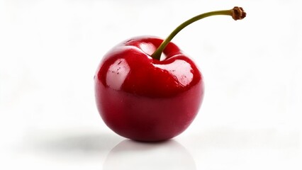  Fresh ripe cherry with vibrant red color and glossy skin