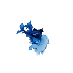 Fototapeta premium Blue Ink Splatters on a transparent Backdrop Highlighting Organic and Unpredictable Forms Created by Ink on a Surface