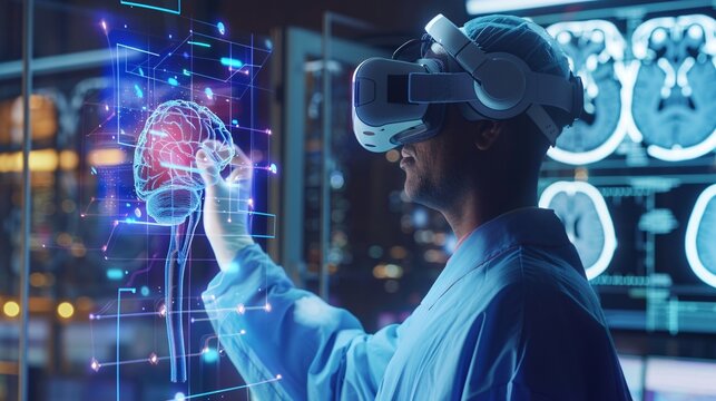 Doctor AR-Assisted operating Surgery in High-Tech Operating Room Advanced Medical Technology Background - Powered by Adobe