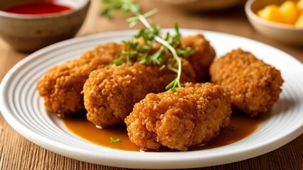  Deliciously golden fried chicken bites ready to be savored