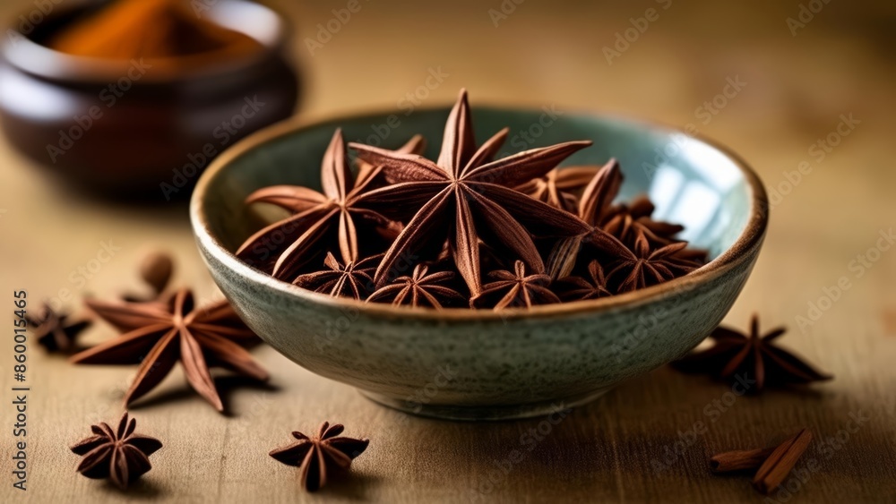 Sticker  Autumns aromatic delight  Star anise in a bowl