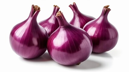 Fototapeta premium Five vibrant purple onions fresh and ready for culinary adventures