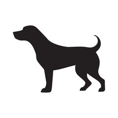 Dog silhouette vector illustration white background.