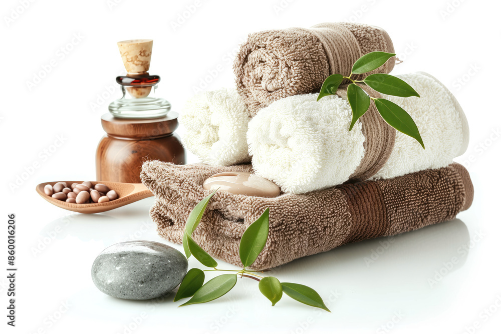 Aufkleber spa product arrangement isolated on a white background. created with generative ai technology.