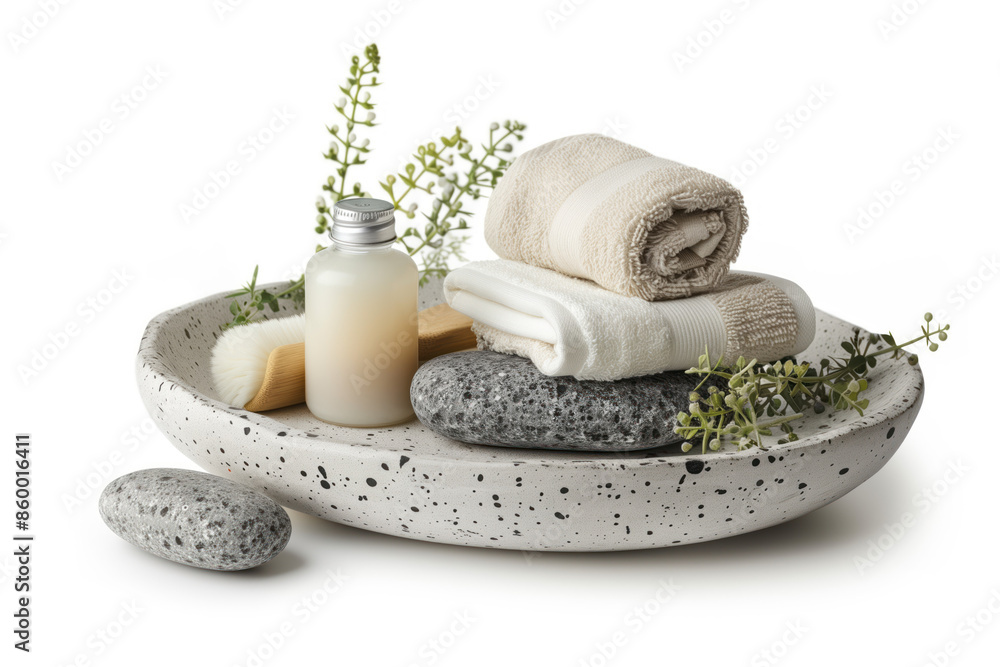Poster spa product arrangement isolated on a white background. created with generative ai technology.