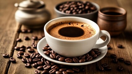 Fototapeta premium A moment of warmth and tranquility captured in a cup of coffee