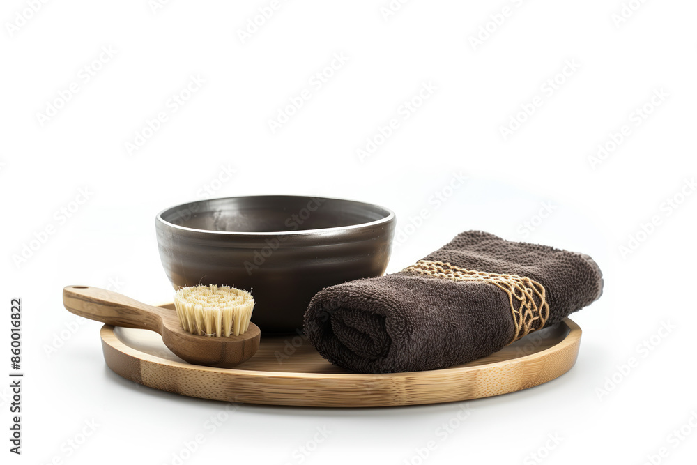 Poster spa product arrangement isolated on a white background. created with generative ai technology.