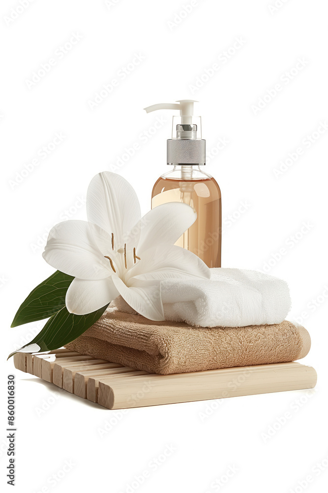 Poster spa product arrangement isolated on a white background. created with generative ai technology.