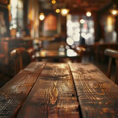 Cozy Restaurant Ambience with Soft Lighting and Wood