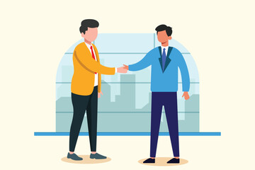 Meet up concept. Colored flat vector illustration isolated.