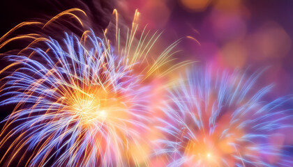 Fototapeta premium 花火 カラフル 長時間露光 祝祭 夜景 輝き 煌めき 光線 黒背景 鮮やか お祝い 光の軌跡 輝く 輝き 照明 クリエイティブ デザイン アート 視覚効果 祝賀