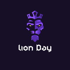 Purple Elegant Lion Day Flyer