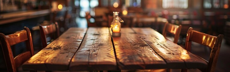 Cozy Restaurant Ambience with Soft Lighting and Wood