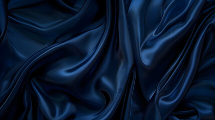 Obraz premium Abstract dark background Silk satin fabric Navy blue color Elegant background with space for design Soft wavy folds Christmas birthday anniversary award Template : Generative AI