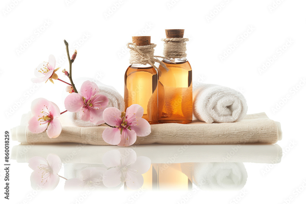 Poster spa product arrangement isolated on a white background. created with generative ai technology.