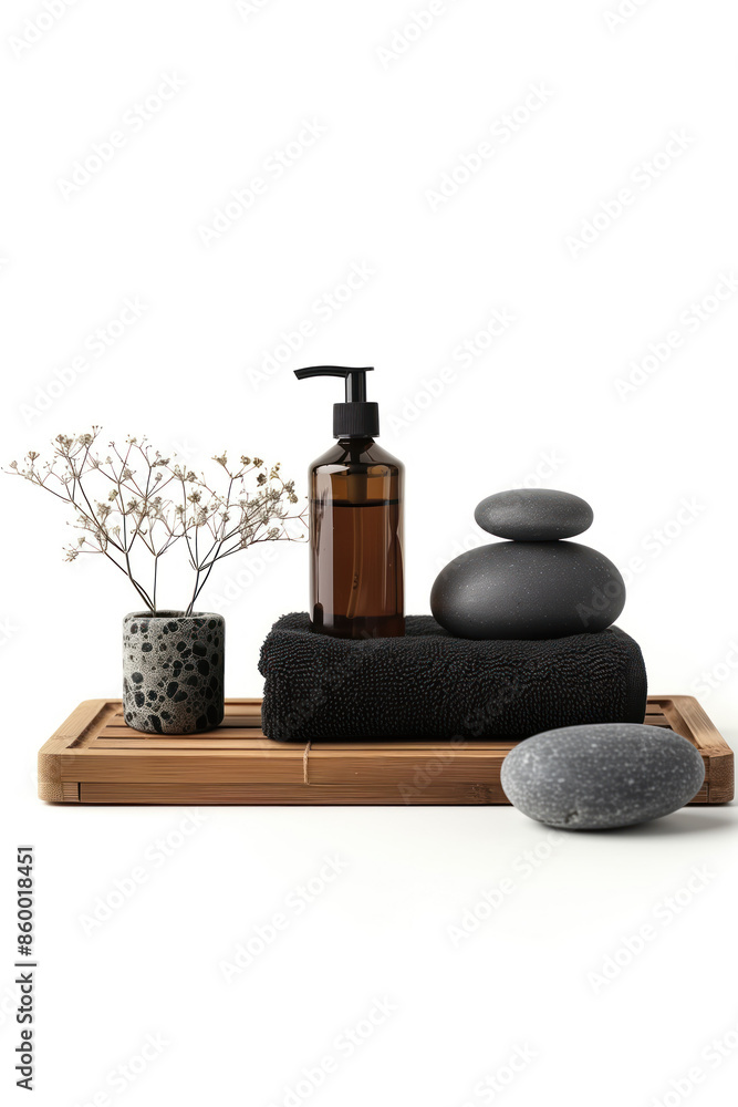 Poster spa product arrangement isolated on a white background. created with generative ai technology.