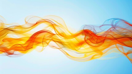 Abstract colorful smoke waves on blue background