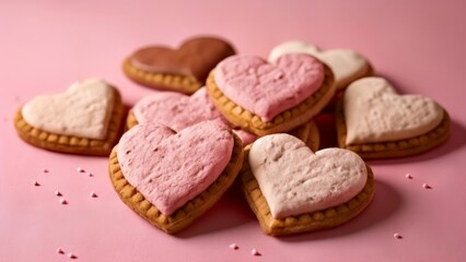 Fototapeta premium Sweet love bites Heartshaped cookies for a Valentines treat