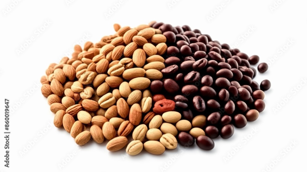 Poster  A variety of nuts and beans in a pile