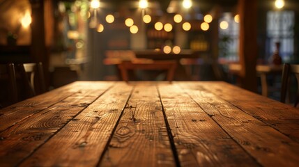 Cozy Restaurant Ambience with Soft Lighting and Wood