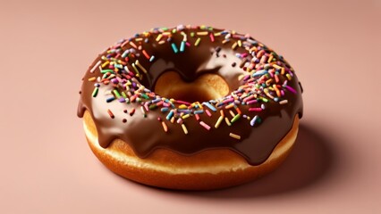  Deliciously tempting chocolate donut with rainbow sprinkles