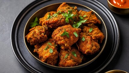 Fototapeta premium Deliciously seasoned meatballs ready to be savored