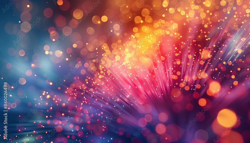 Poster vibrant abstract bokeh background with colorful light effects, perfect for festive design and creati