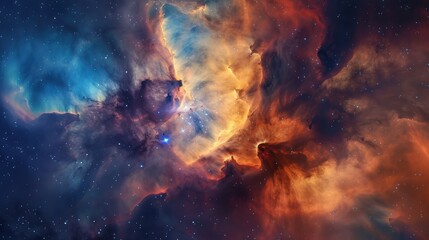 Fototapeta premium A dynamic image of a nebula collapsing in on itself, birthing a new star with swirling gas and vibrant colors