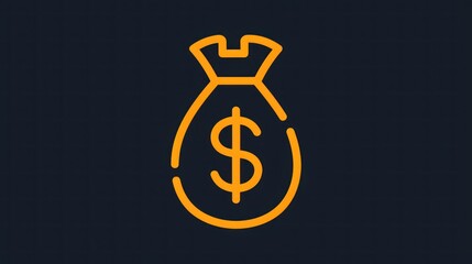 Obraz premium 2D graphic of a money bag icon representing wealth and savings, designed with a clean and modern aesthetic, using bold lines and a monochromatic color scheme, suitable for financial services and apps