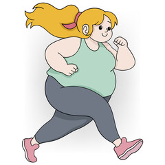 Happy Plus-Size Woman Running for Weight Loss