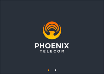 phoenix with signal logo design vector silhouette illustration