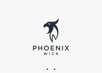 phoenix with candles logo design vector silhouette illustration