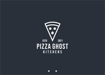 pizza ghost logo design vector silhouette illustration
