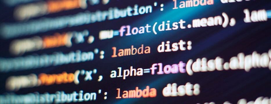 IT business. Python code computer screen. Mobile application design Concept.