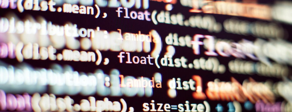 IT business. Python code computer screen. Mobile application design Concept.