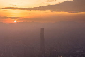 Aerial view Sunrise over Kuala Lumpur City