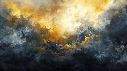 Abstract Cloudscape with Toned Black White and Yellow Sky